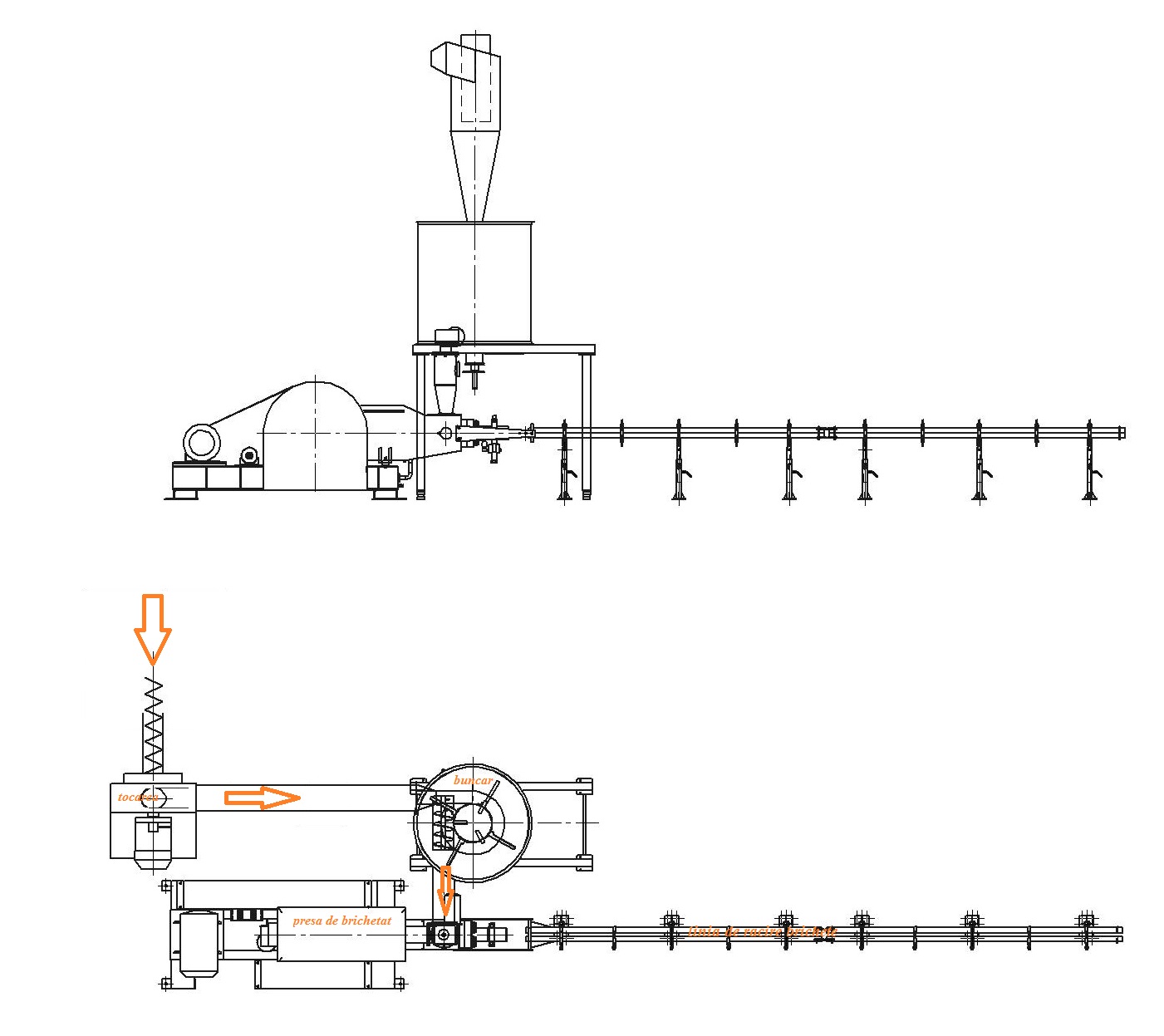 LINIE BRICHETAT BRICHETE 150-200 KG/ORA DIN PAIE SI RESTURI VEGETALE